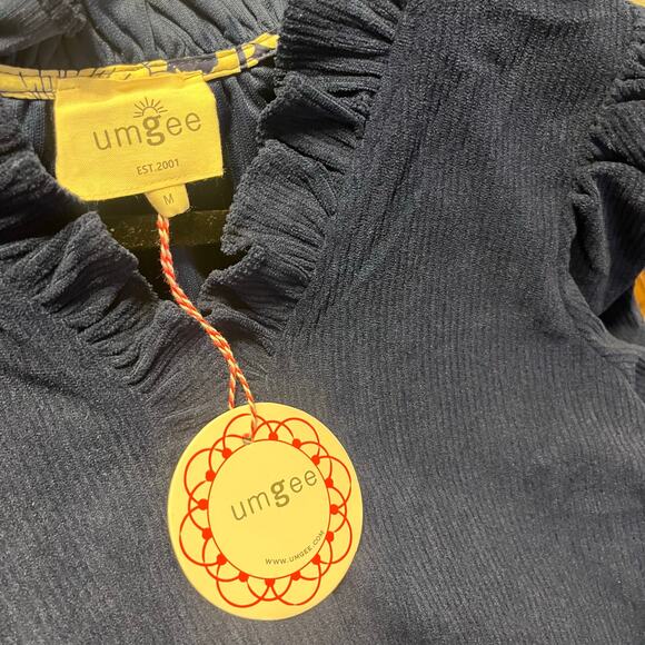 UMGEE NWT Navy Ruffle Trim Babydoll Boho Dress Women Sz M - Picture 5 of 8